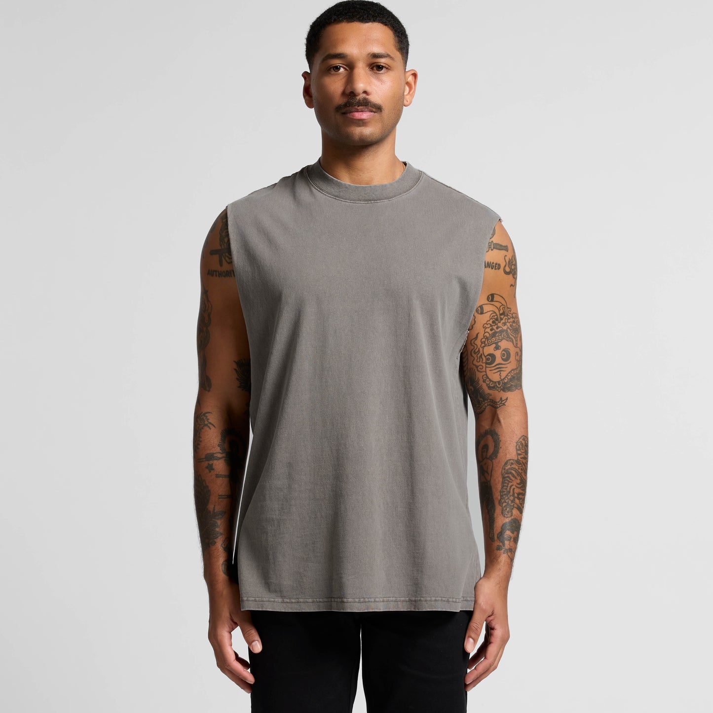 Mens Grey Heavy Faded Tank